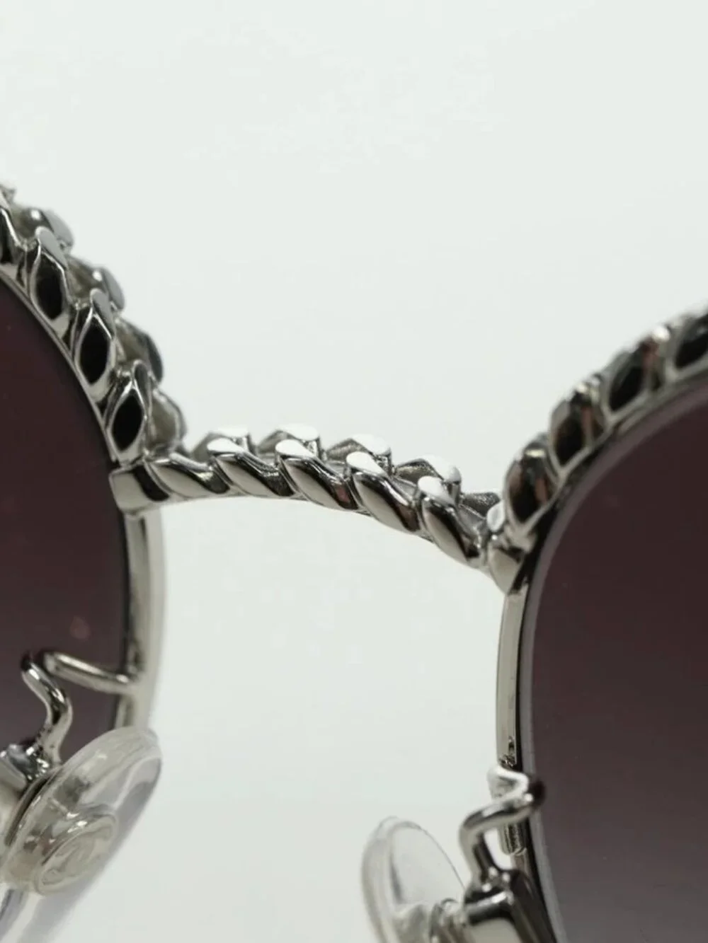 CHANEL Sunglasses metal Silver tone 4242 CC Auth 177100V